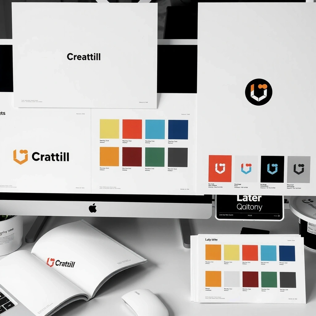 Brand identity design process with logos and brand guidelines